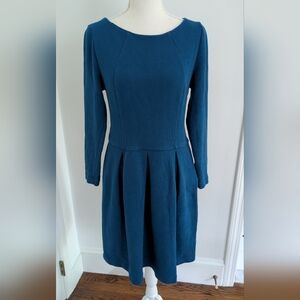 Boden LouLou Dark Teal Cotton Pleated Dress